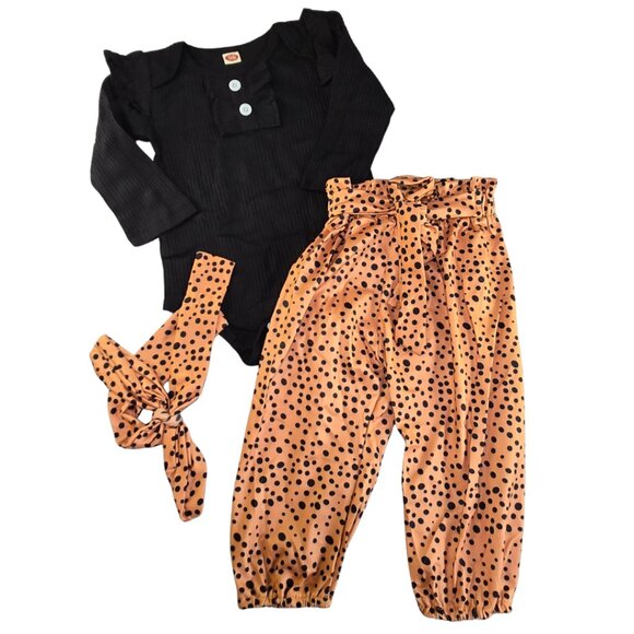 Baby Girl 3 Piece Animal Print Outfit - 12-18 Months - Picture 1 of 4